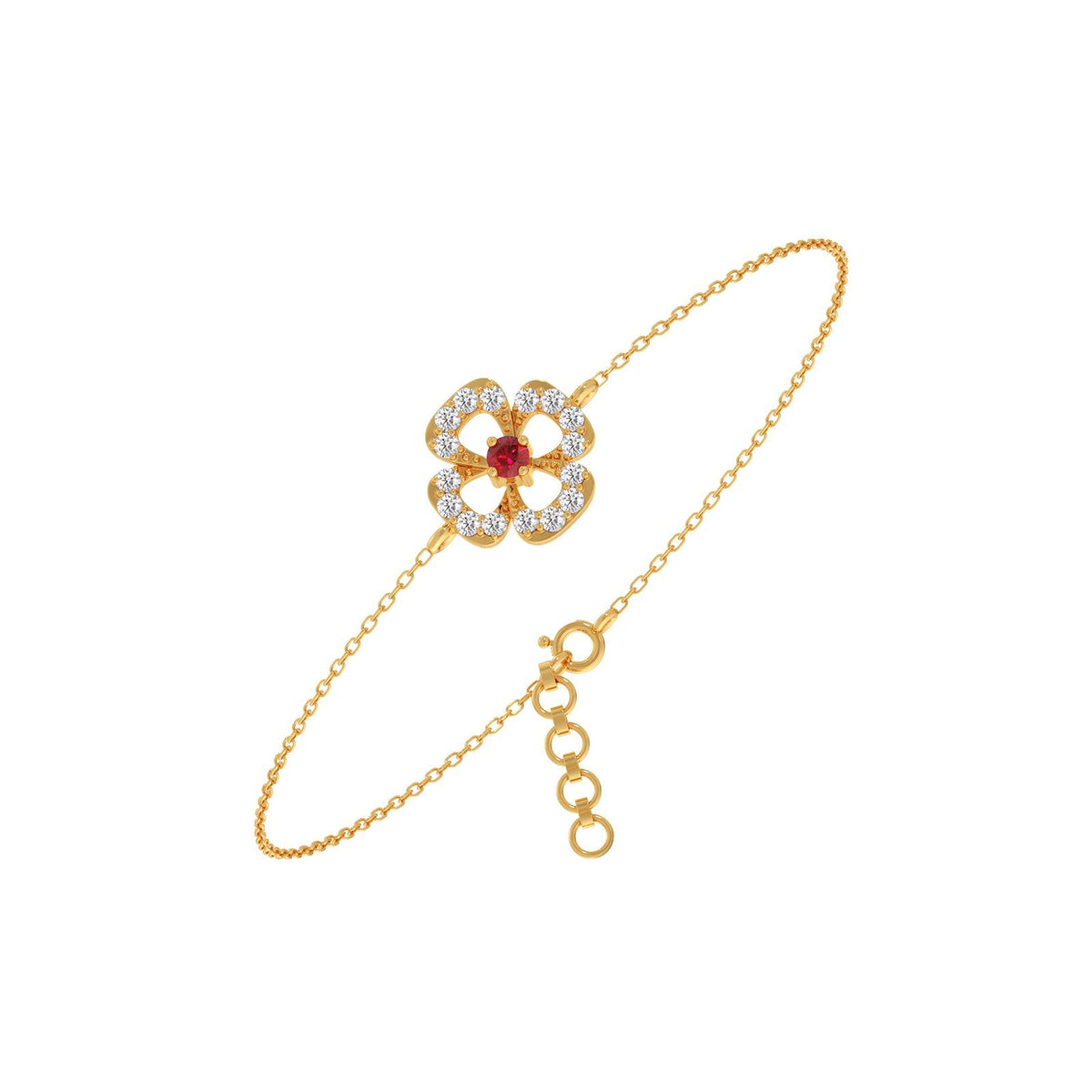 Red Gemstone Diamond Chain Bracelet