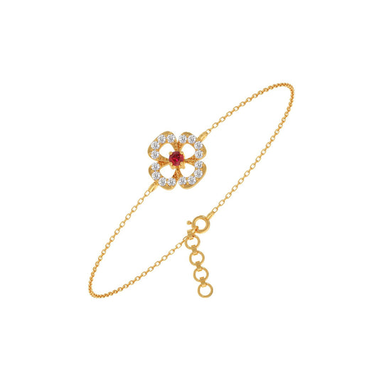 Red Gemstone Diamond Chain Bracelet