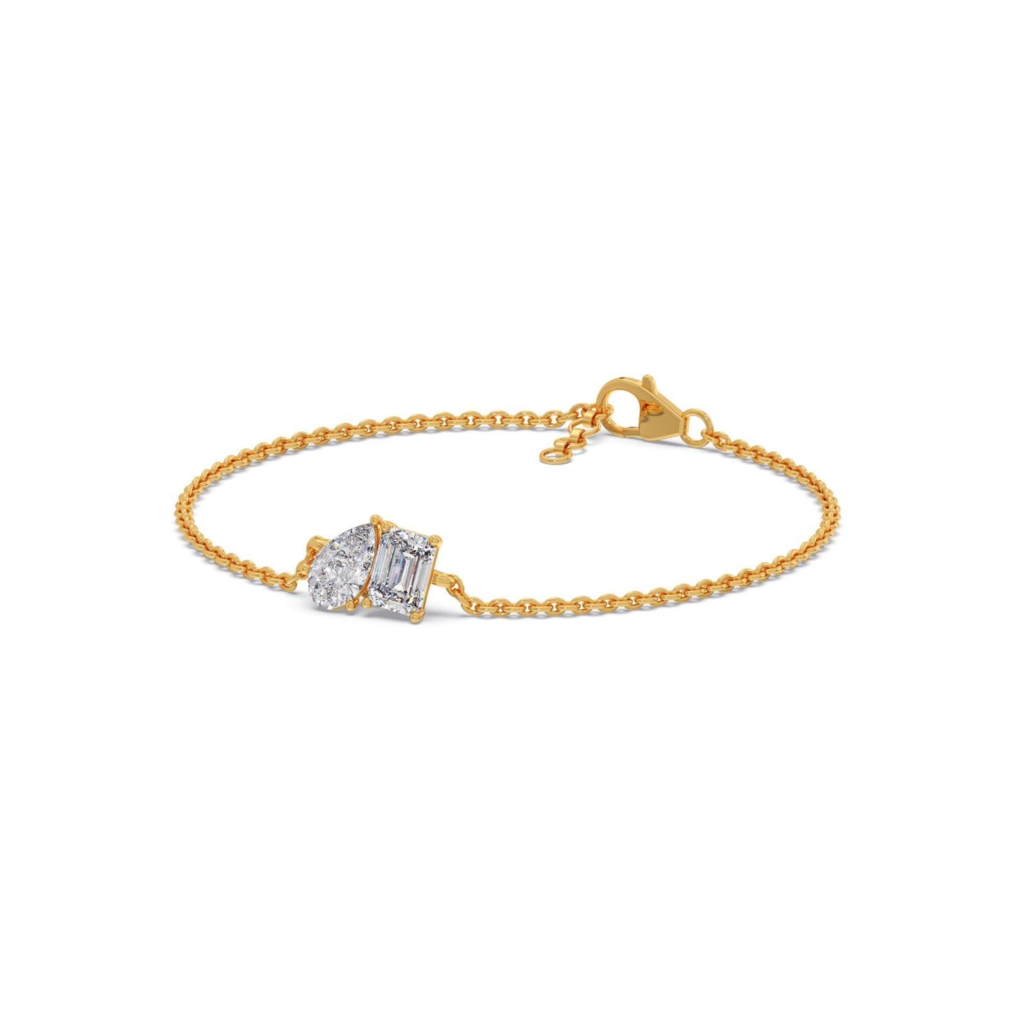 Pear & Emerald Cut Diamond Delicate Chain Bracelet