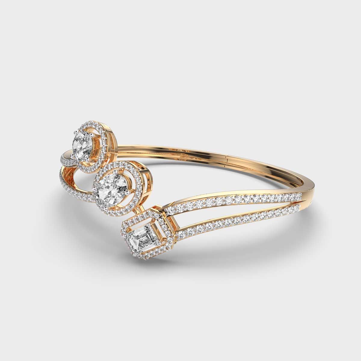 Three Pretty Curve Diamond Bracelet