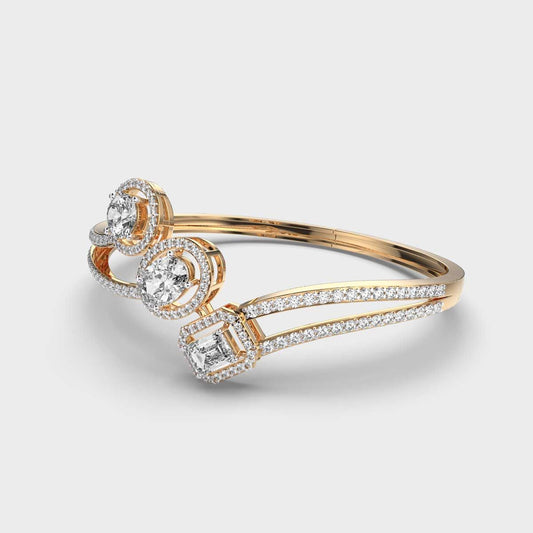 Three Pretty Curve Diamond Bracelet