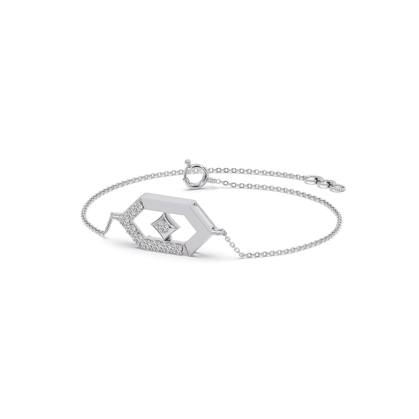 Six-Sided Glamour Diamond Chain Bracelet