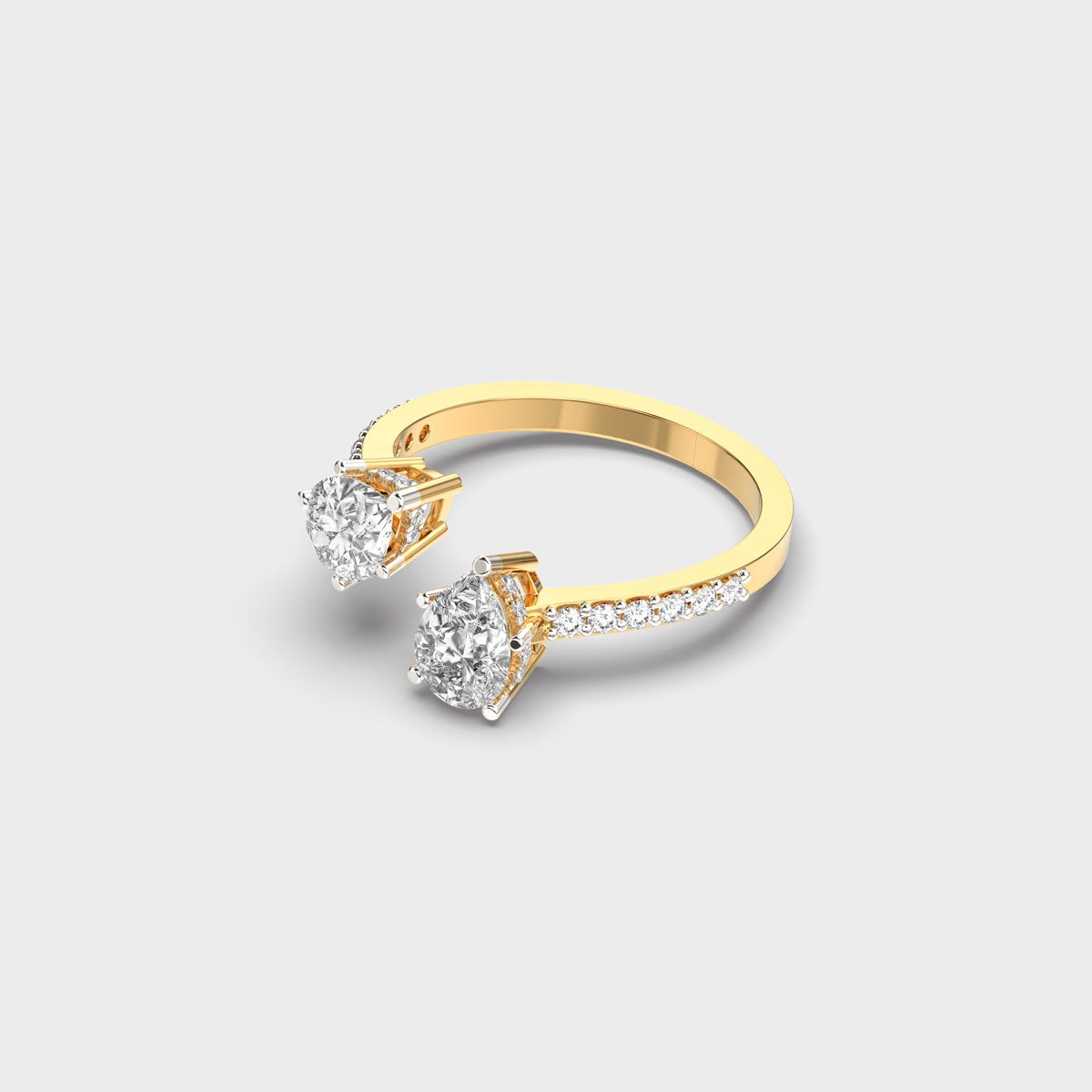 Double Drop Pear Diamond Ring - View 2