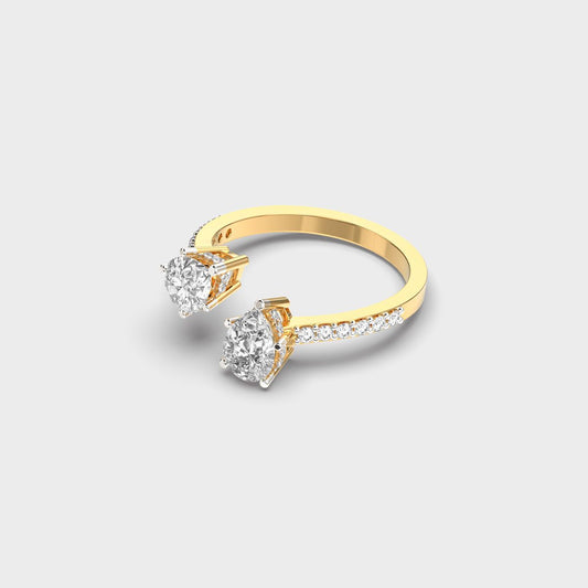 Double Drop Pear Diamond Ring - View 2