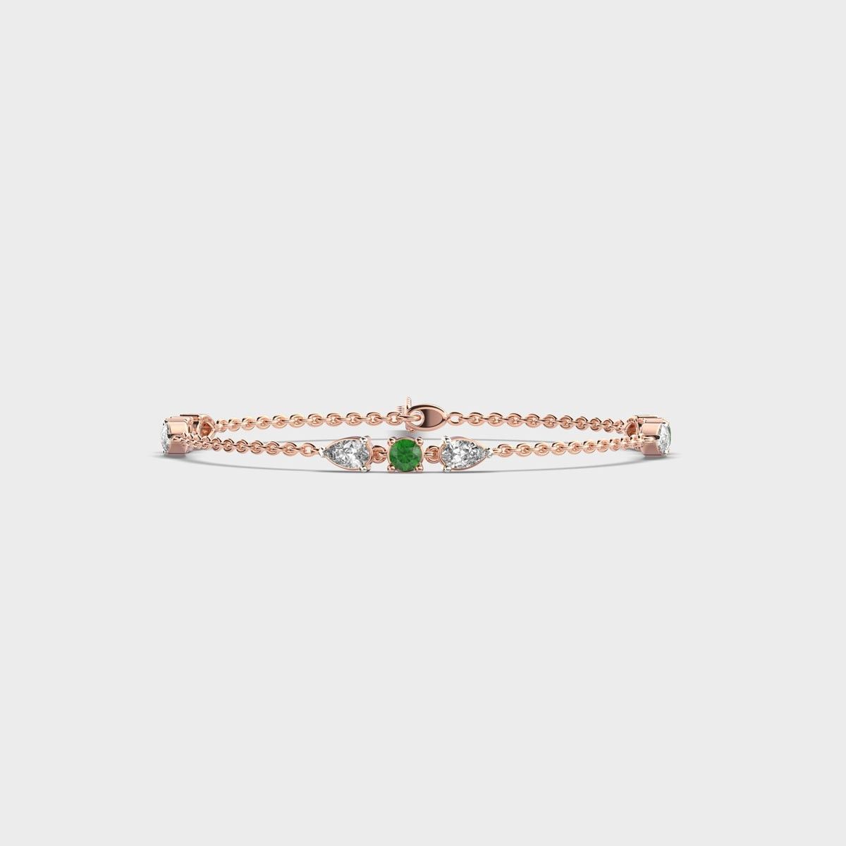 Minimal Green Stone Adele Diamond Bracelet