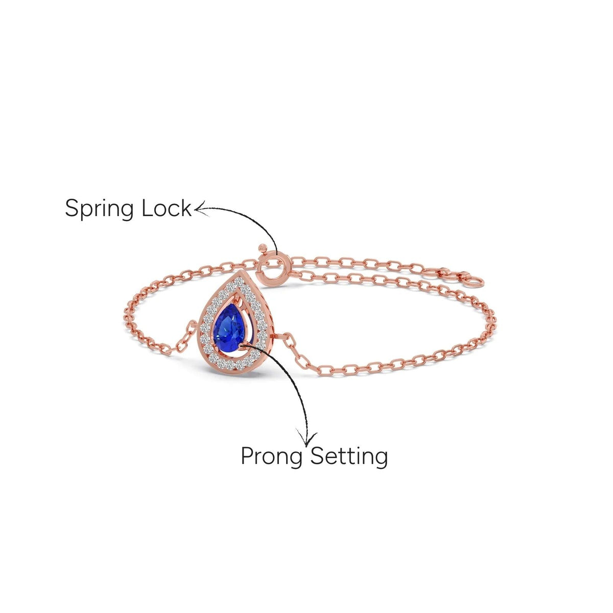 Blue Teardrop Halo Diamond Bracelet
