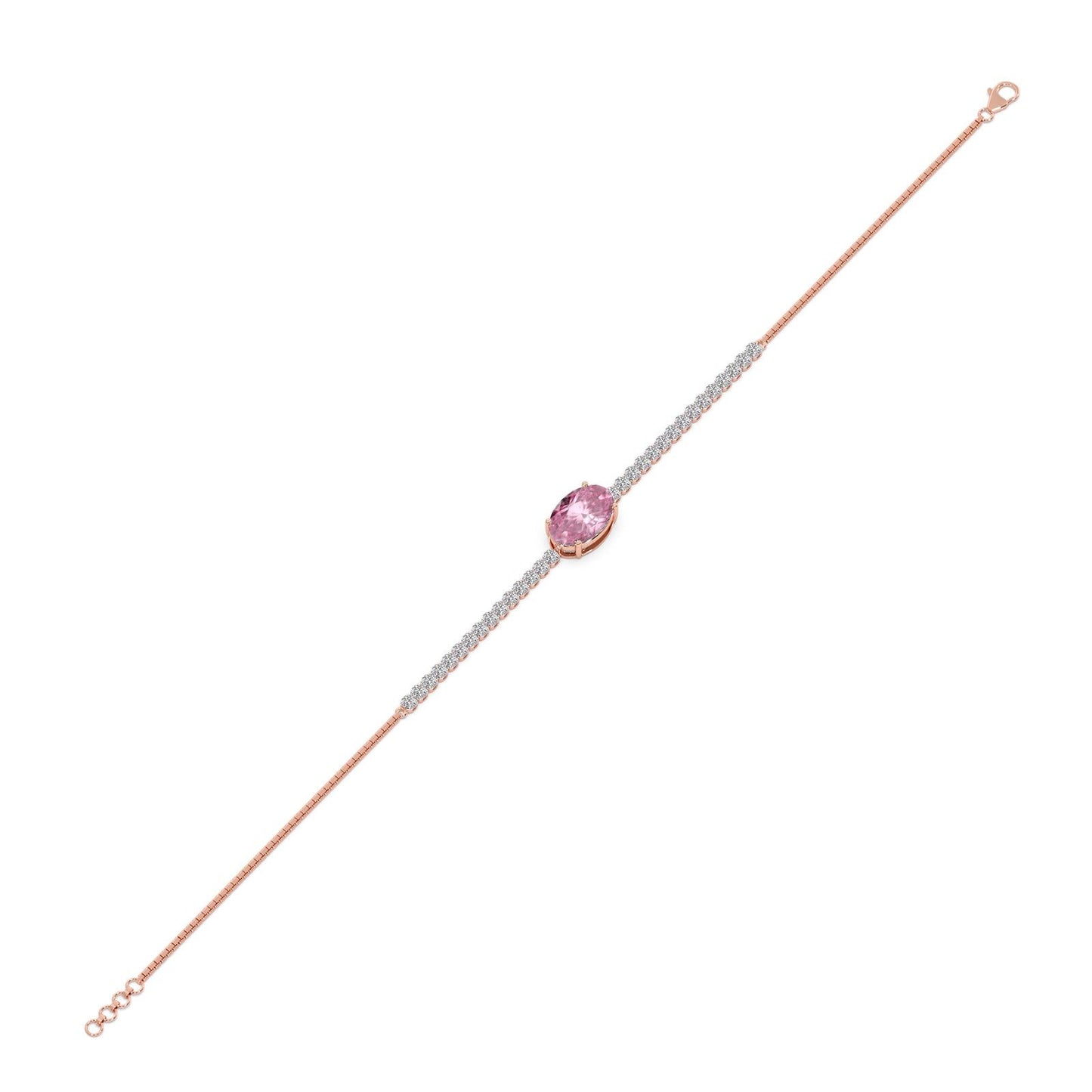 Pink-Majesty Oval Solitaire Chain Bracelet