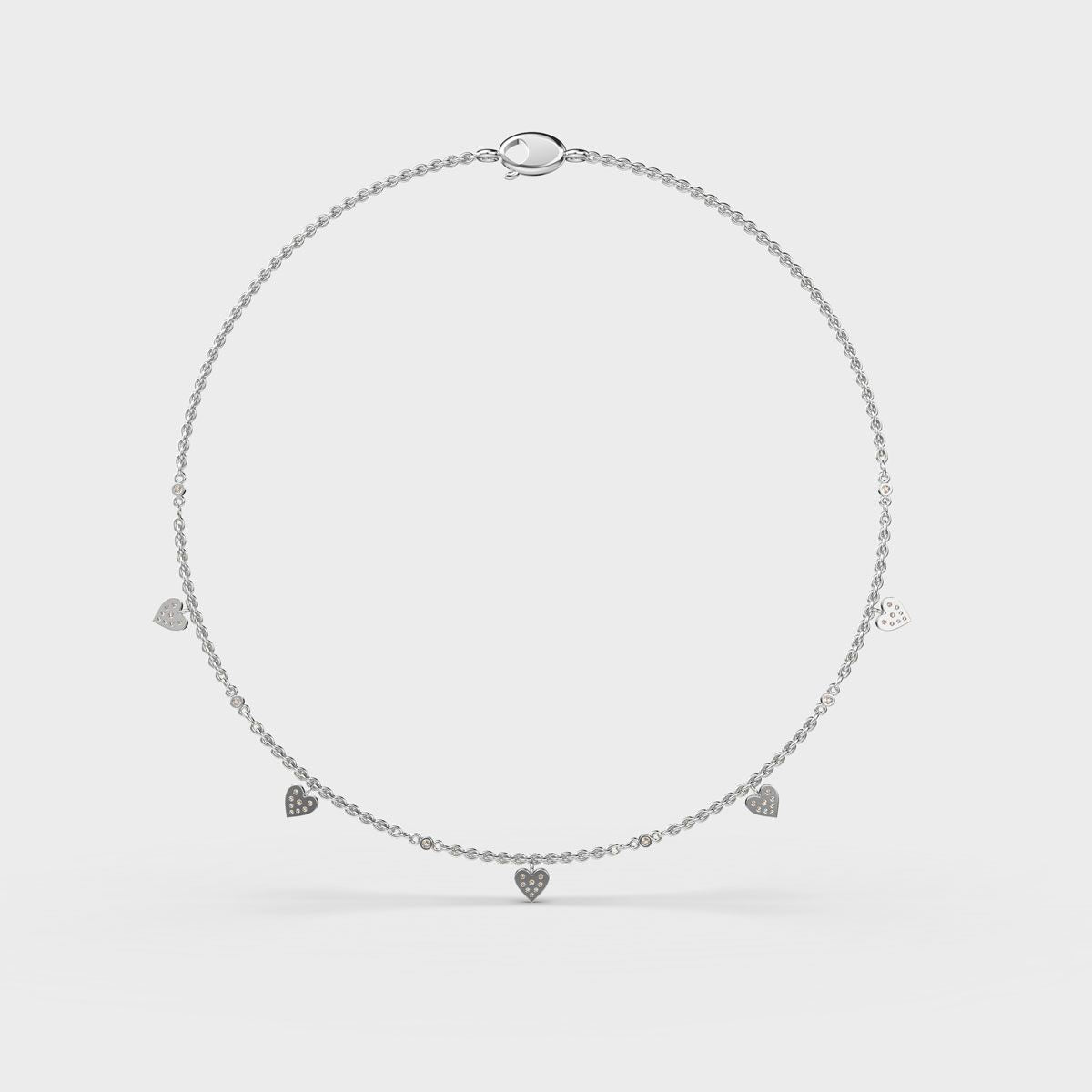 Dainty Hearts Charm Diamond Necklace