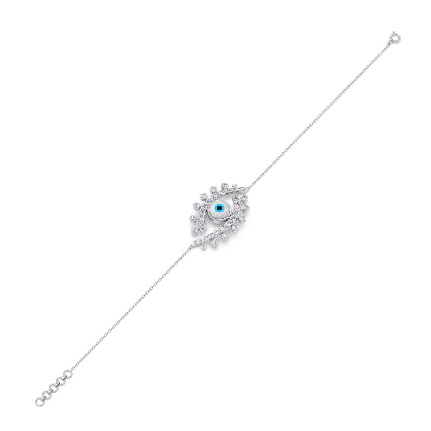 Evil Eye Delicate Diamond Chain Bracelet