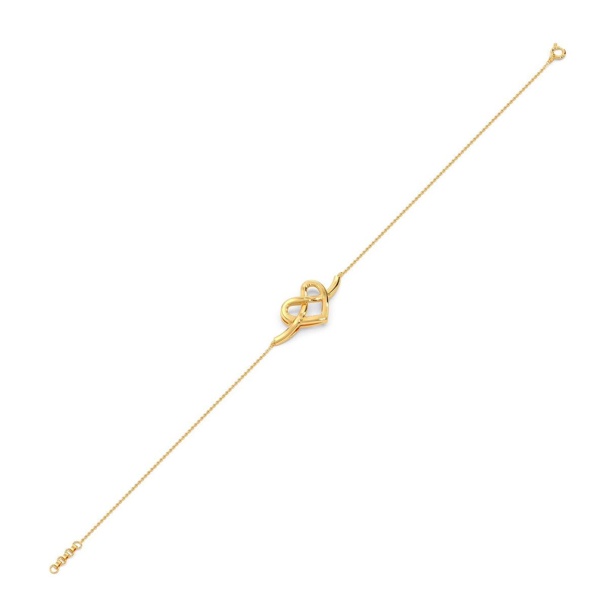 Intertwined Heart Plain Gold Chain Bracelet