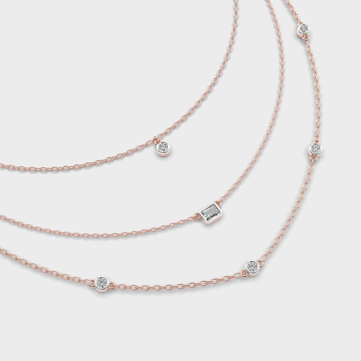 Three Layer Showcase Diamond Necklace
