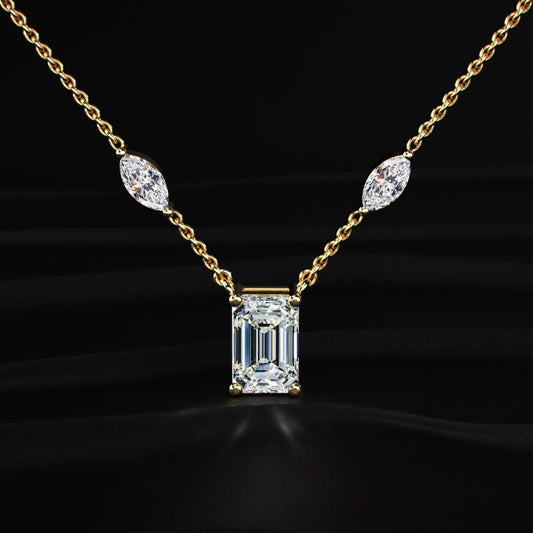 Emerald Cut Diamond Solitaire Necklace