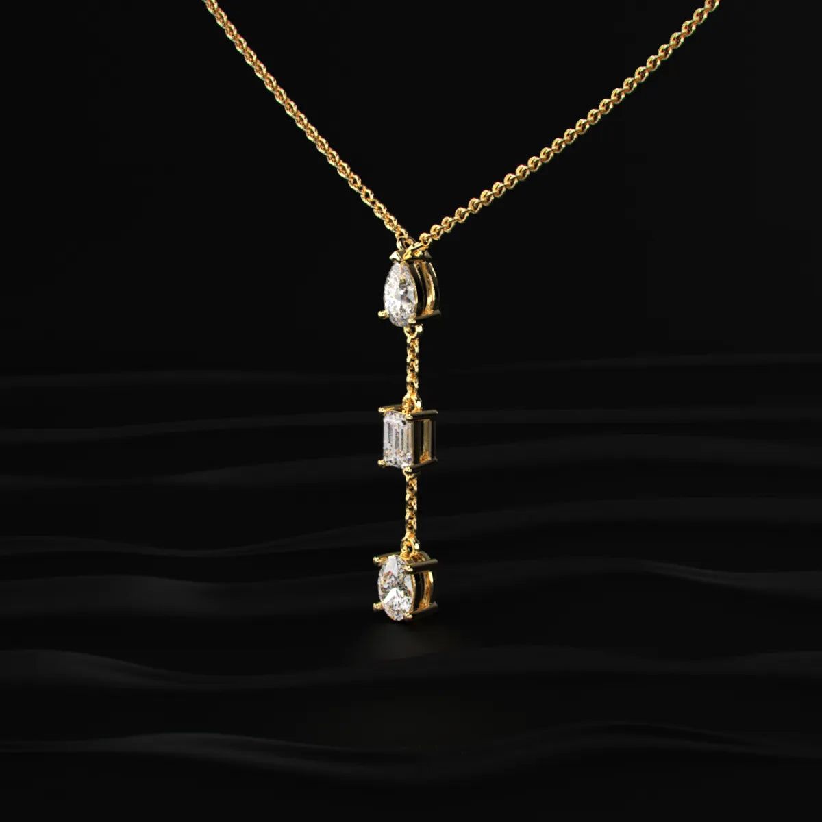 3 Diamond Drop Necklace