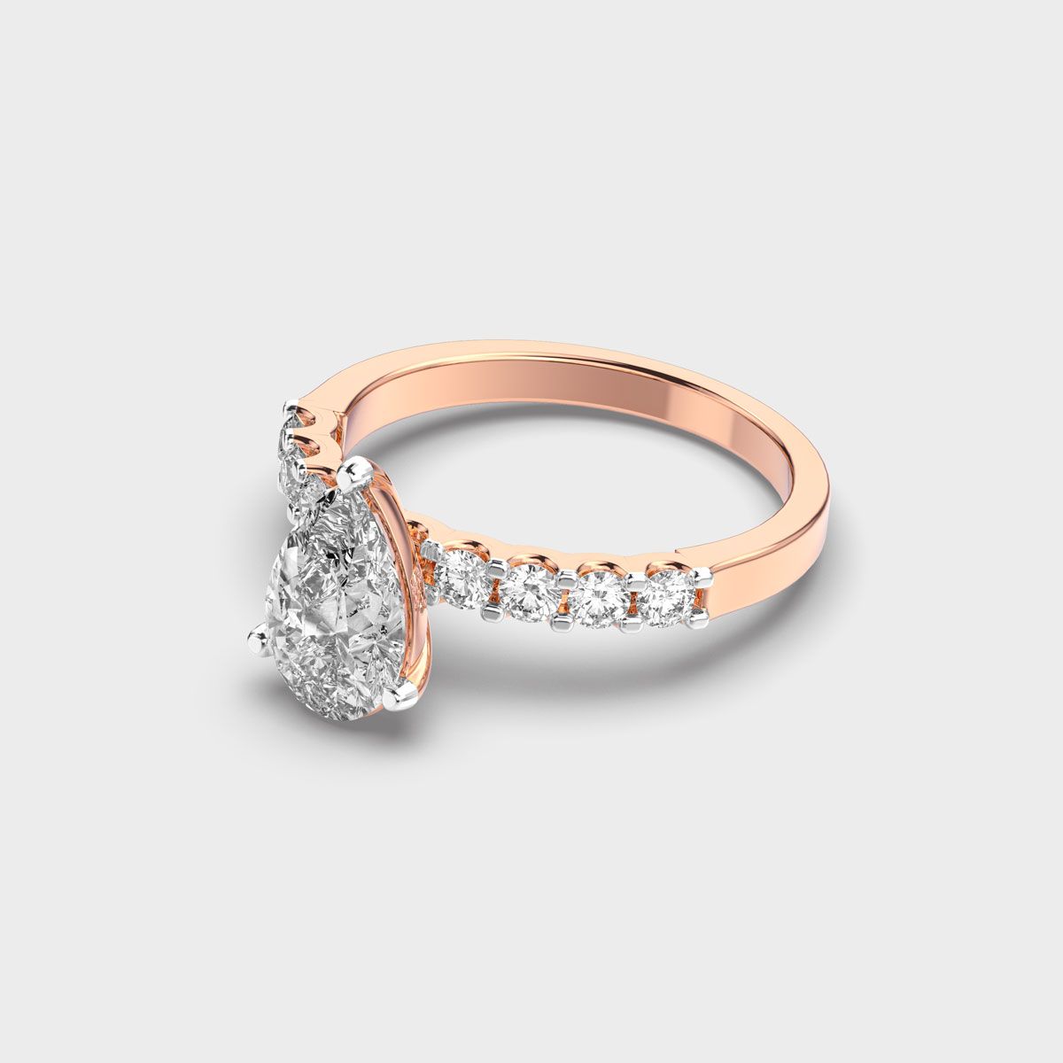 Pear Shaped Glory Solitaire Diamond Ring - View 8