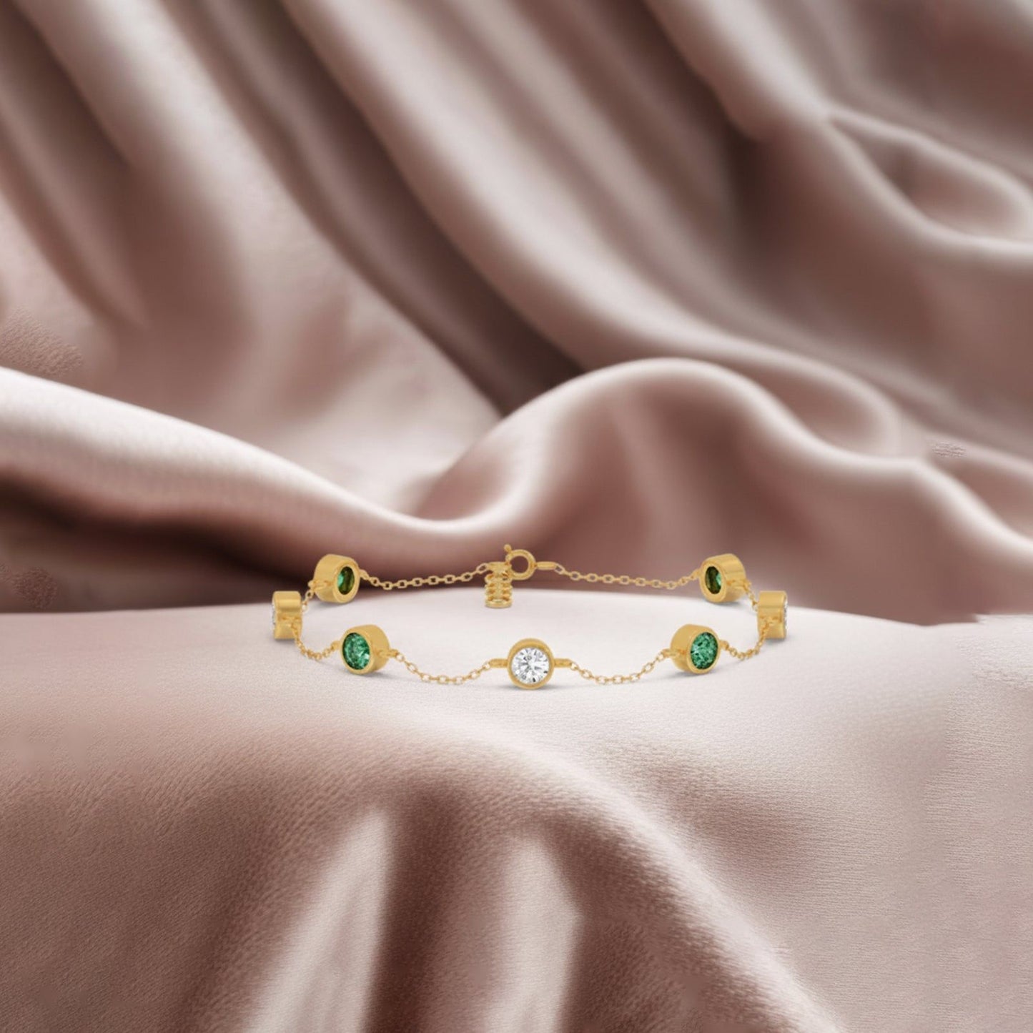 TetraGem Trio Solitaire Chain Bracelet
