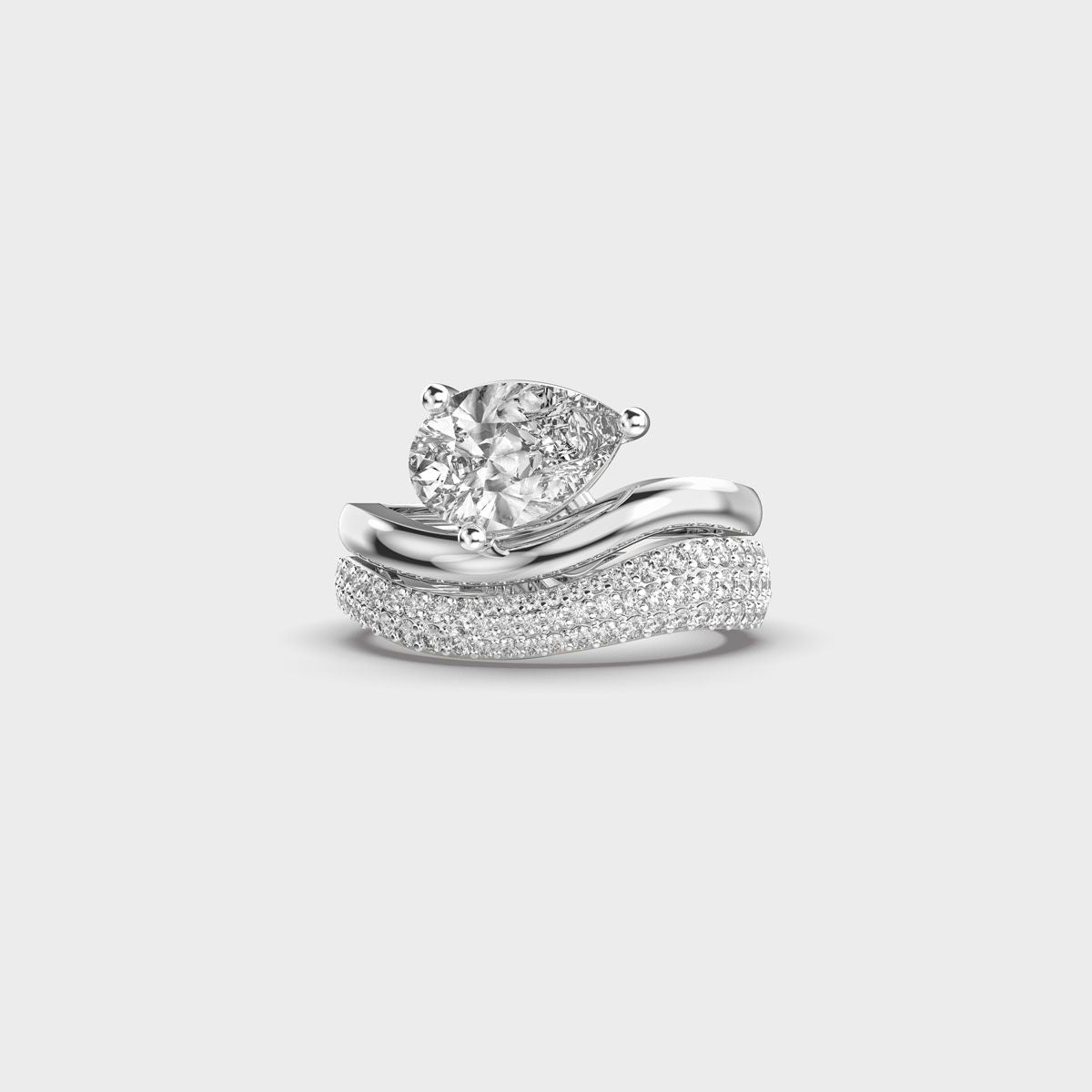Elegant Pear Wave Diamond Ring - View 10