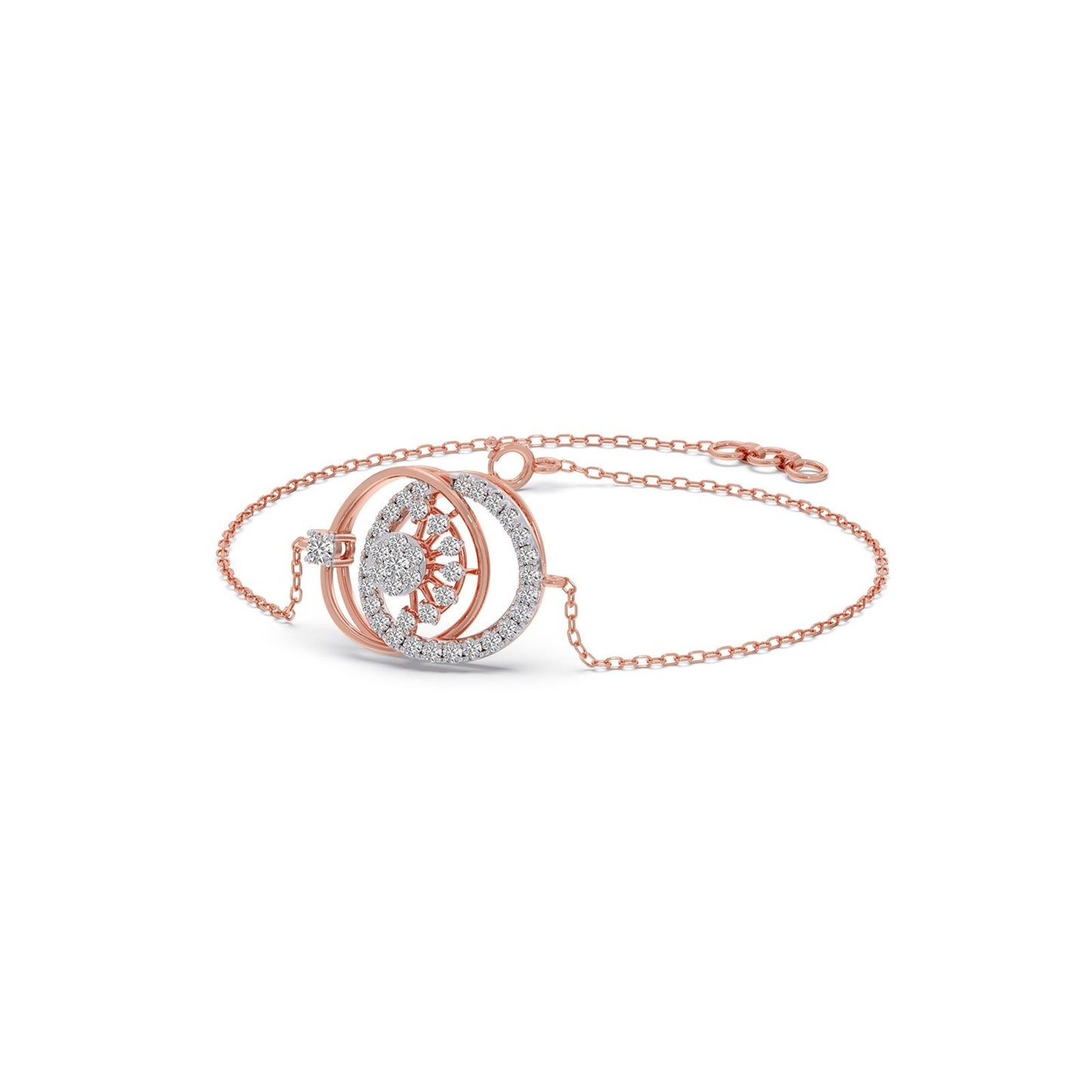 Twin Circle Inter Looped Diamond Bracelet