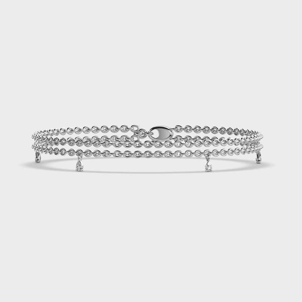 Triple Chain Bracelet with Diamonds