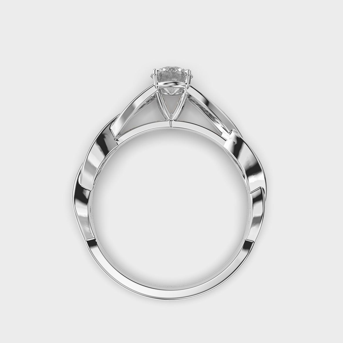 Twisted Vine Solitaire Diamond Band Ring - View 14