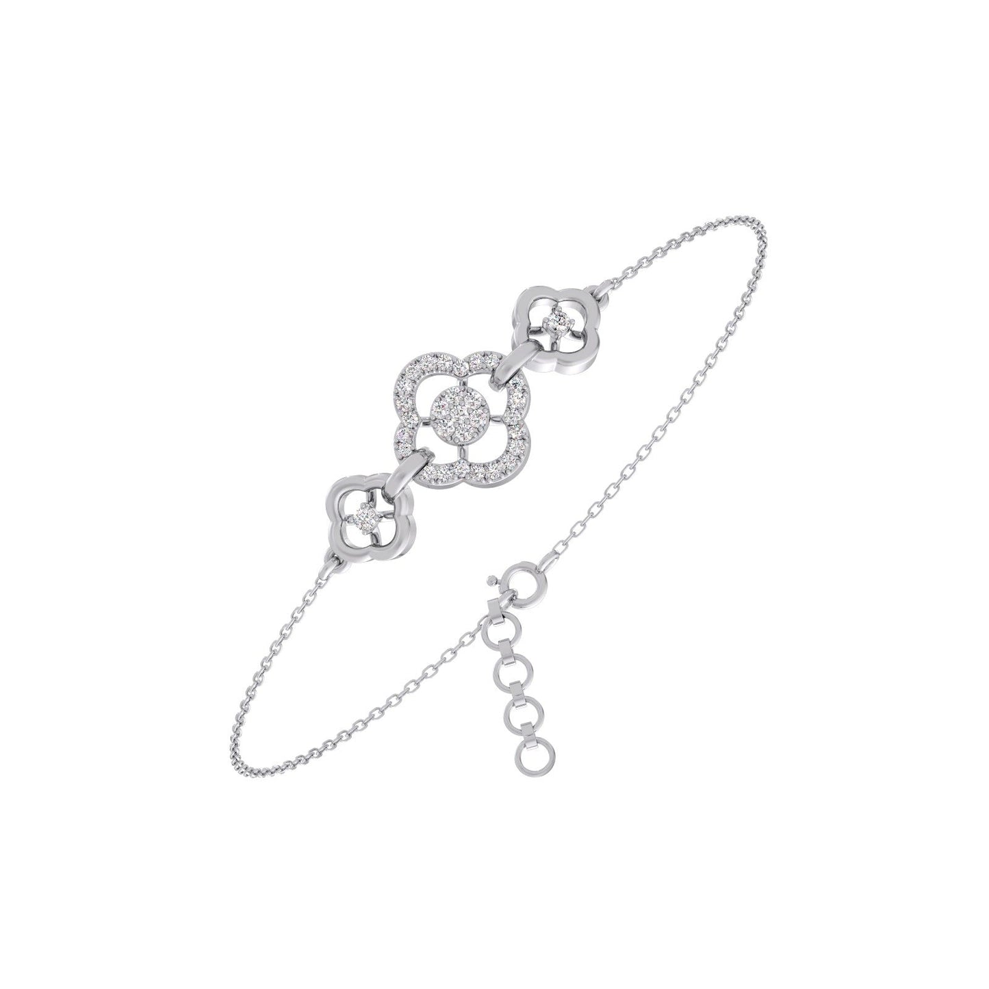 Clover Bloom Round Diamond Bracelet
