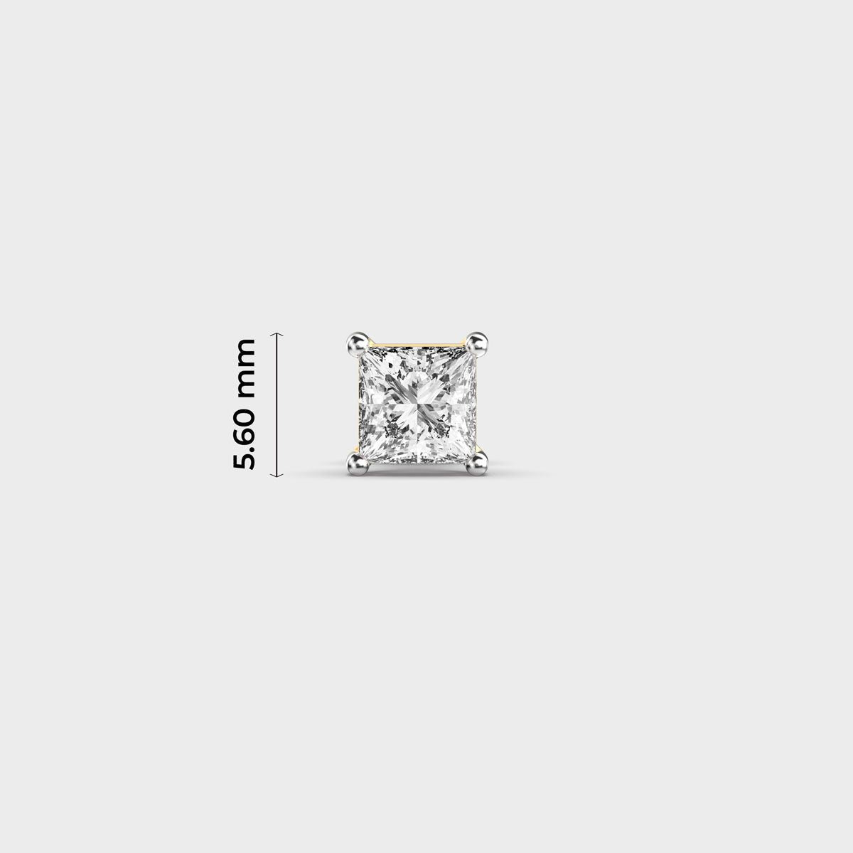 Statement Princess Cut Diamond Stud