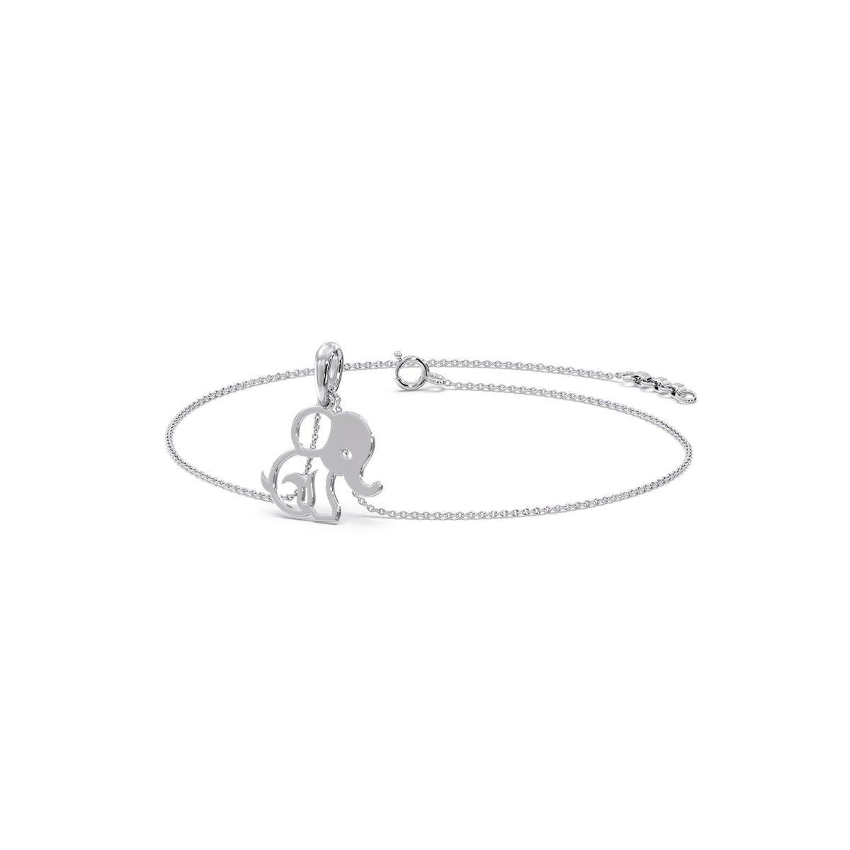 Elephant Charm Plain Gold Chain Bracelet