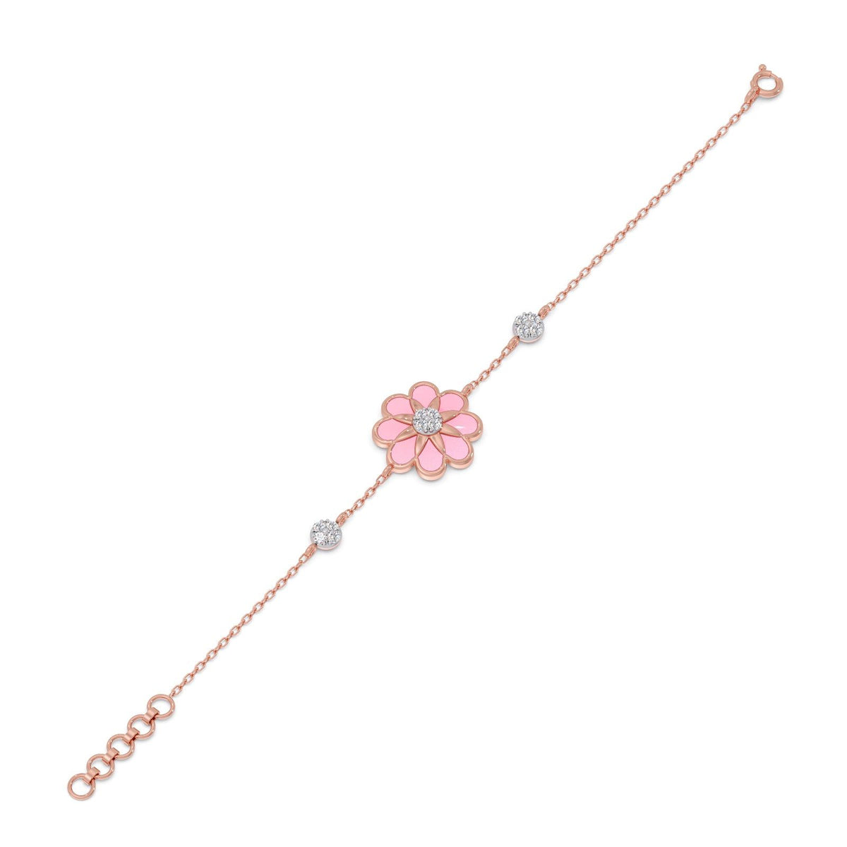 Pink Petal Bloom Diamond Kids Bracelet