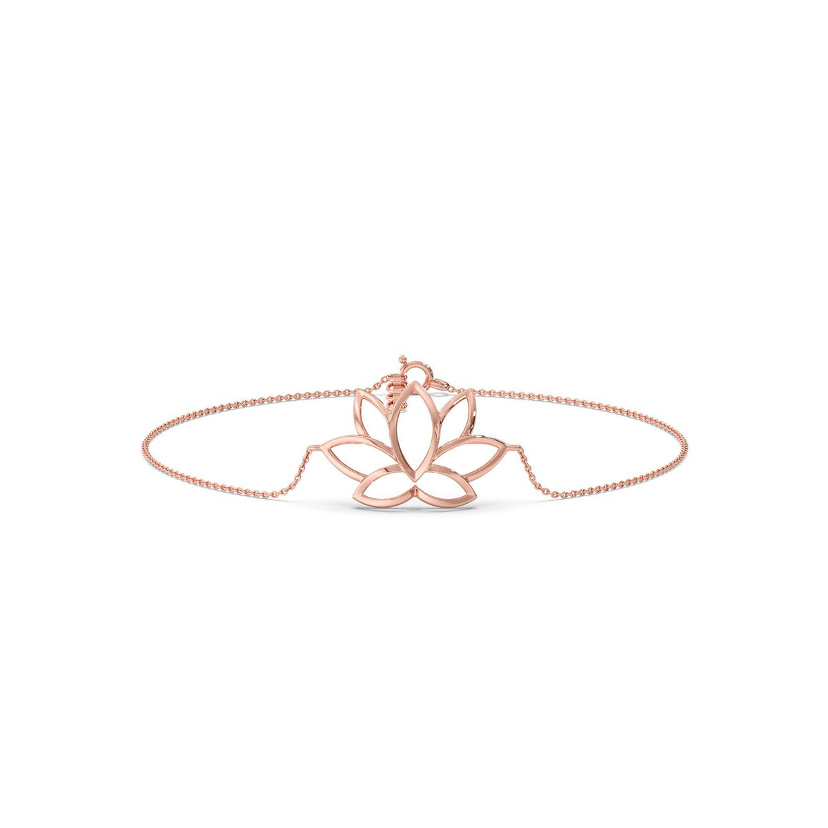 Lotus Plain Gold Chain Bracelet