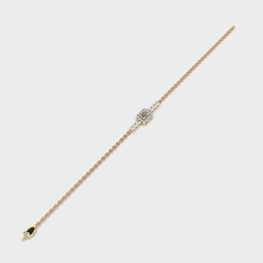 Edgy Halo Emerald Cut Diamond Bracelet