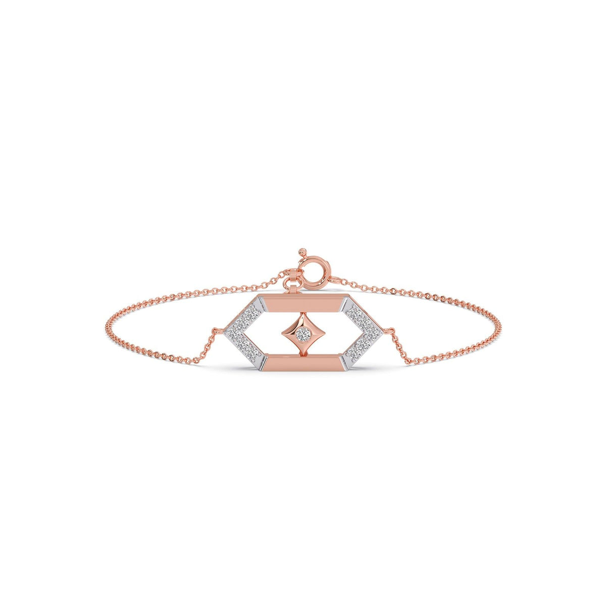 Flutter Diamond Hex Link Chain Bracelet