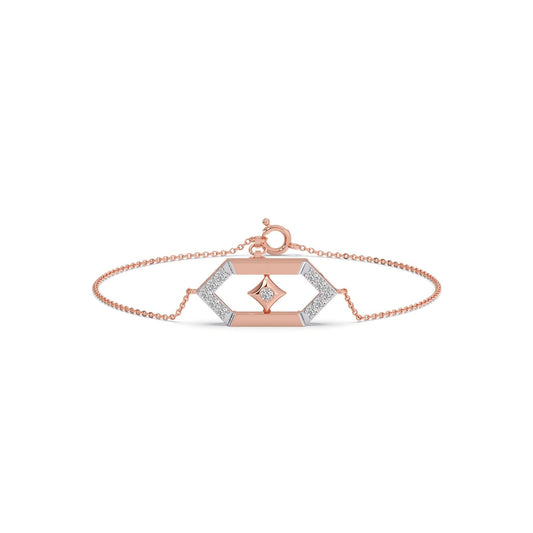 Flutter Diamond Hex Link Chain Bracelet