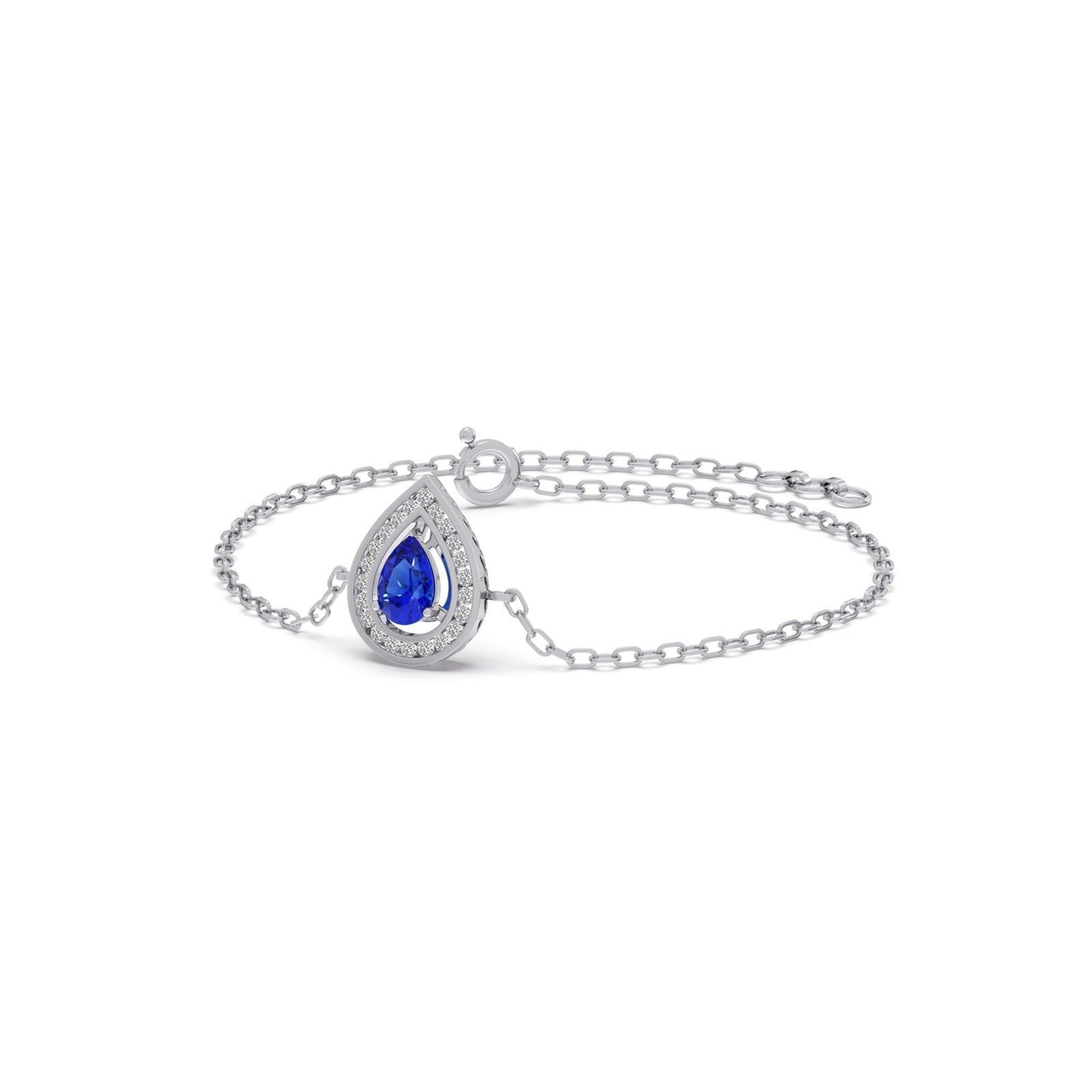 Blue Teardrop Halo Diamond Bracelet