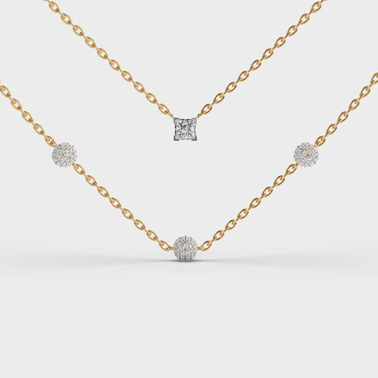 Double Chain Layered Diamond Necklace