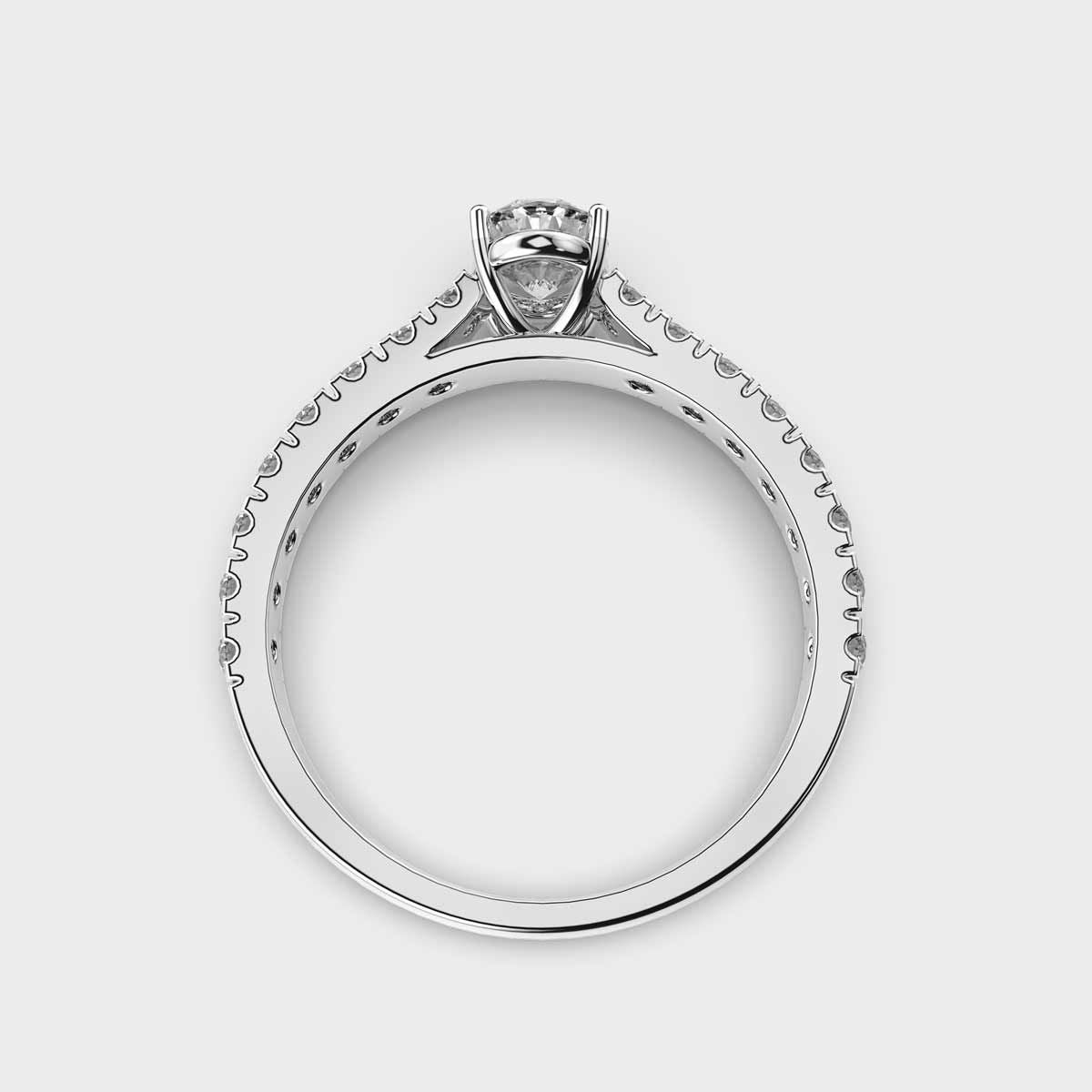 40 Cent Oval Solitaire with Diamond Band Ring - View 22
