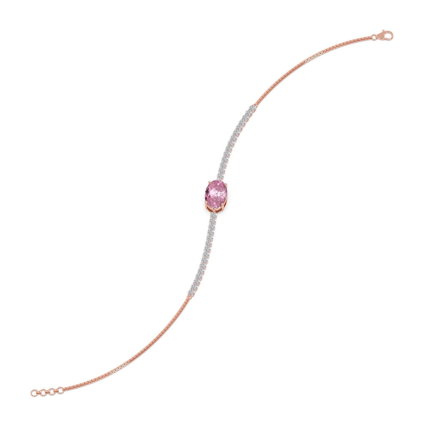 Pink-Majesty Oval Solitaire Chain Bracelet
