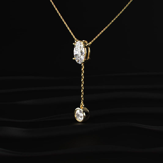 Dual Drop Diamond Y Shaped Necklace