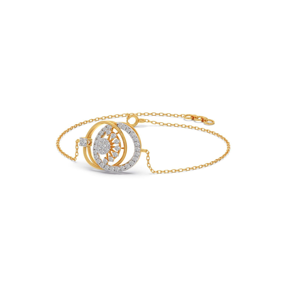 Twin Circle Inter Looped Diamond Bracelet
