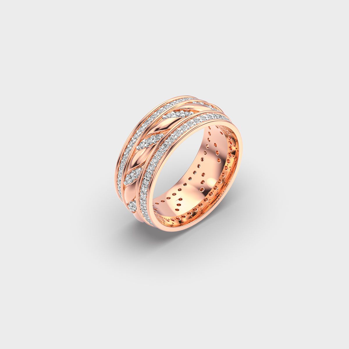 Twisted Rope Pave Diamond Band Ring - View 3