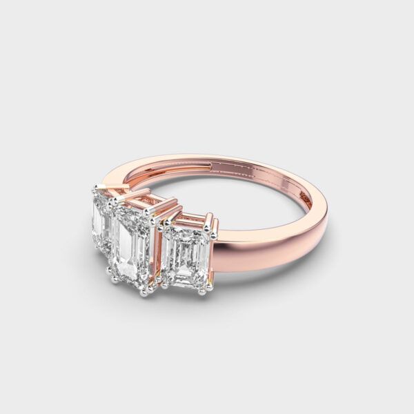 Triad Emerald Diamond Solitaire Ring - View 8