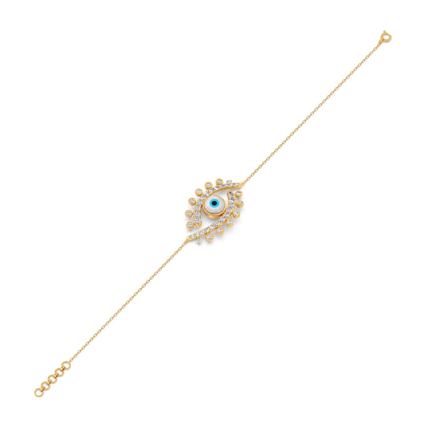 Evil Eye Delicate Diamond Chain Bracelet