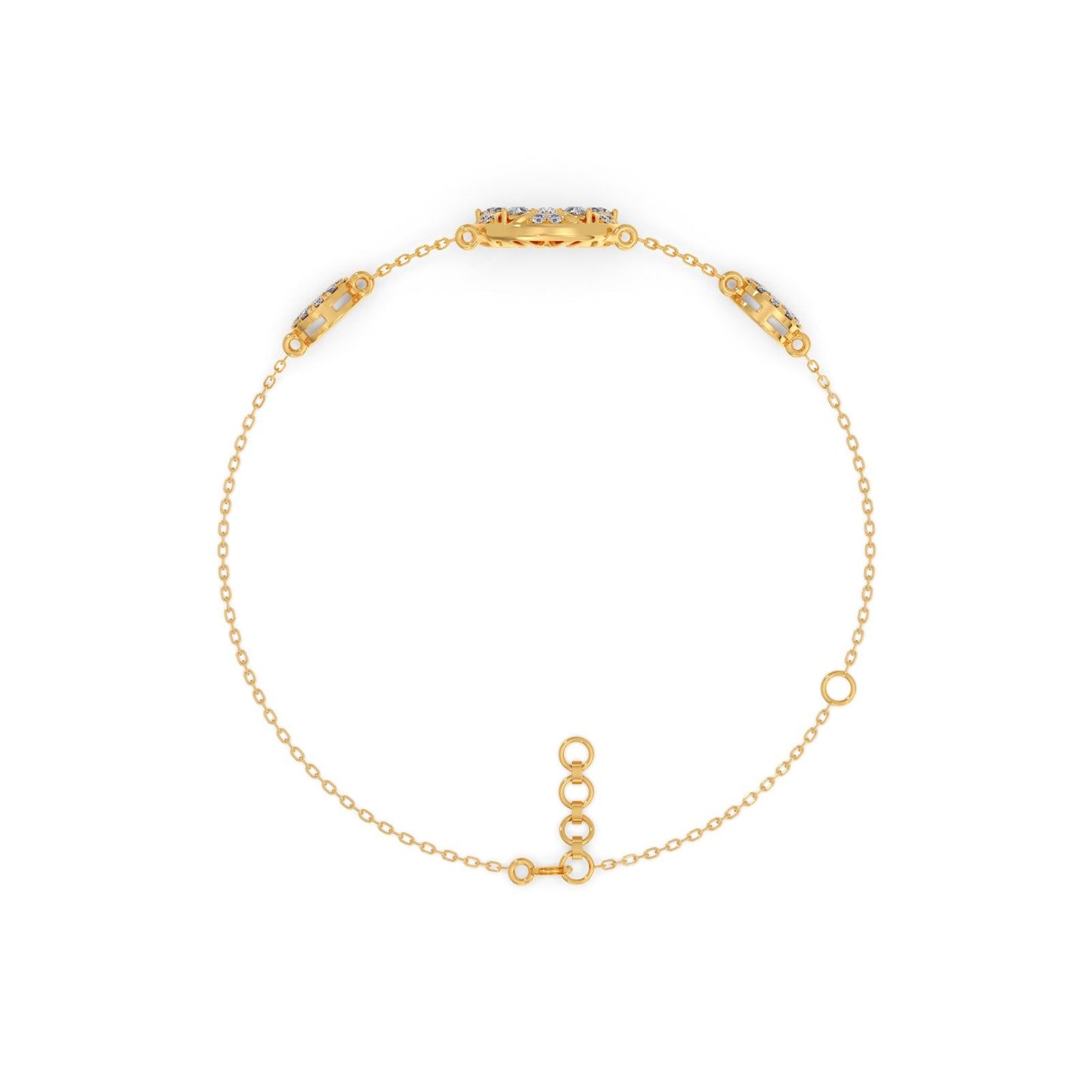 Round Diamond Triple Circle Bracelet
