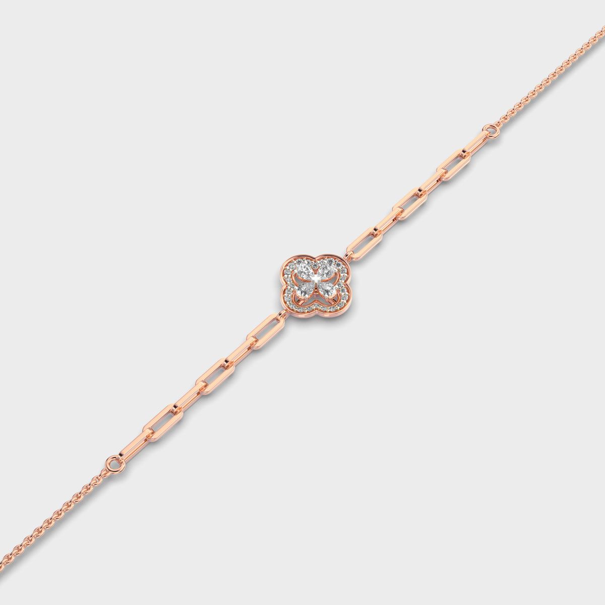 Clover Chain Linked Diamond Bracelet