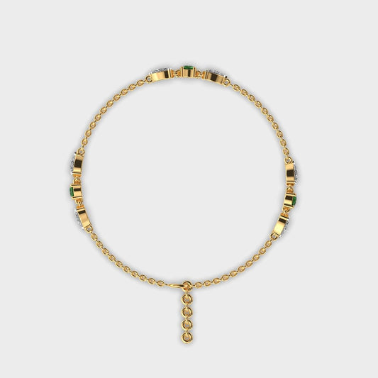 Minimal Green Stone Adele Diamond Bracelet