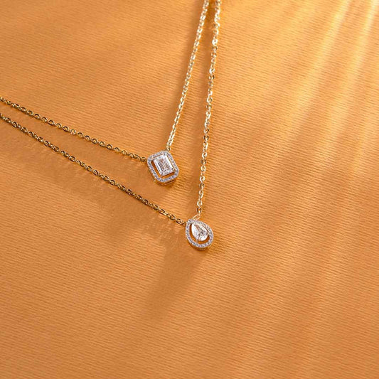 Elegant Dual-Layer Diamond Pendant