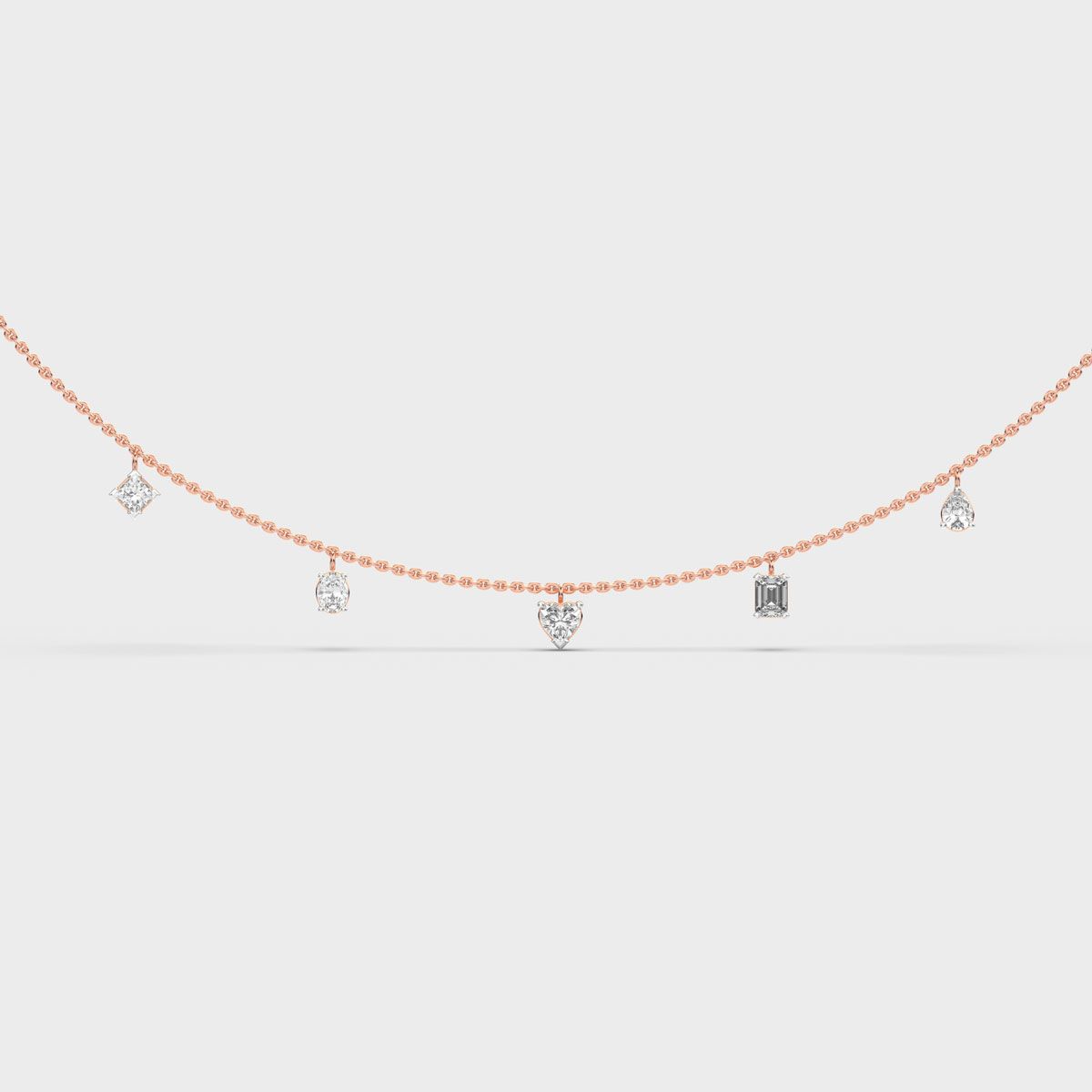 Five Shape Charm Diamond Necklace