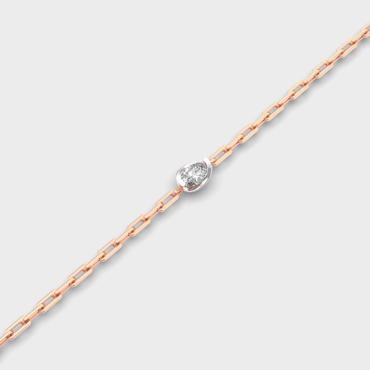 Bezel Oval Link Diamond Bracelet