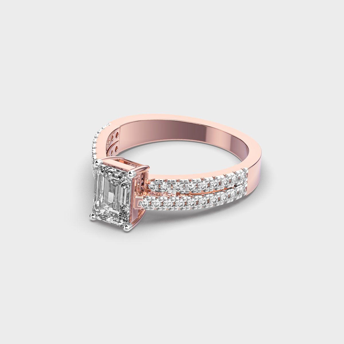 Elvira Emerald Cut Diamond Ring - View 7