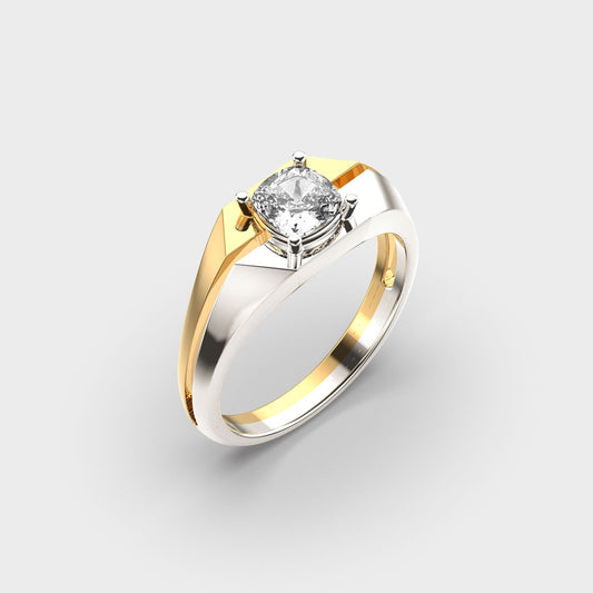 Dual Tone Geometric Round Diamond Ring For Men - View 14