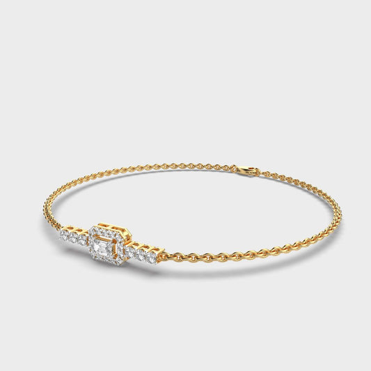 Edgy Halo Emerald Cut Diamond Bracelet