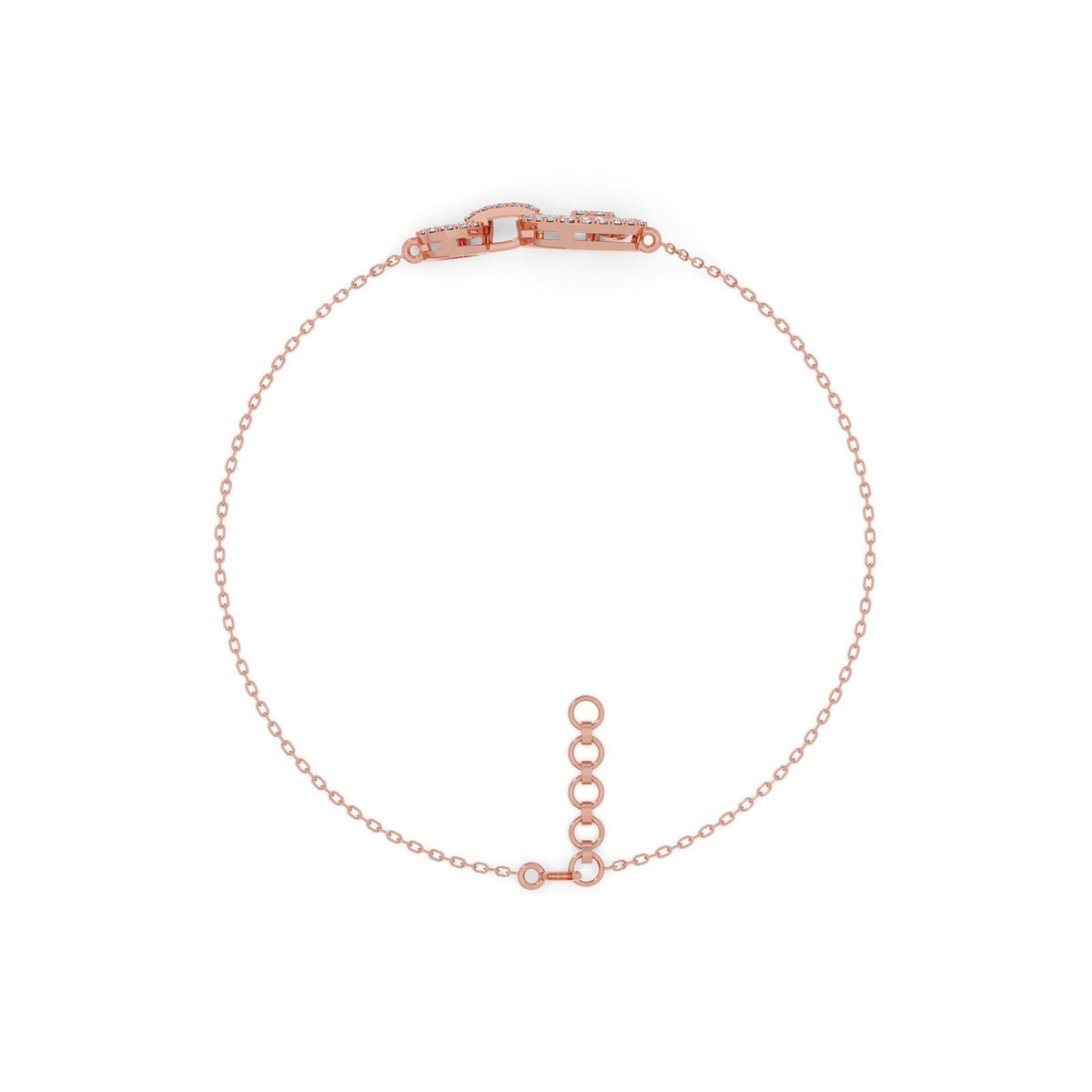 Interlocking Geometric Shape Diamond Chain Bracelet